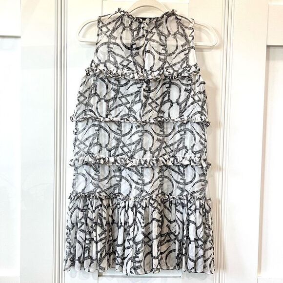 Thomas Wylde Grey Butterfly Print Layered Silk Chiffon Dress Women’s XS - Picture 4 of 9